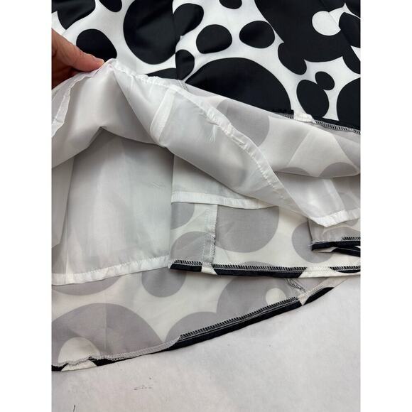 Whimsical Twee Polka Dot Full A-Line Maxi Skirt Black White Playful Venus Size 6 - Picture 6 of 9
